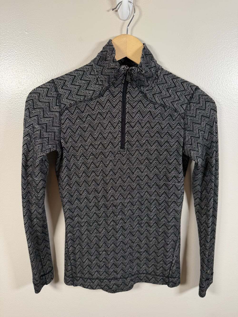 Smartwool Quarter Zip Womens Size Small Black Merino Wool Base Layer Hiking